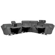 Cobalt 6PCS/3PWR Leather Power Reclining Sectional w/Beverage Cooler  alternate image 1 of 4 images.