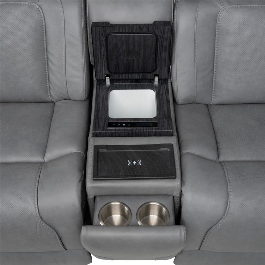 Cobalt 6PCS/3PWR Leather Power Reclining Sectional w/Beverage Cooler  alternate image, 7 of 19 images.