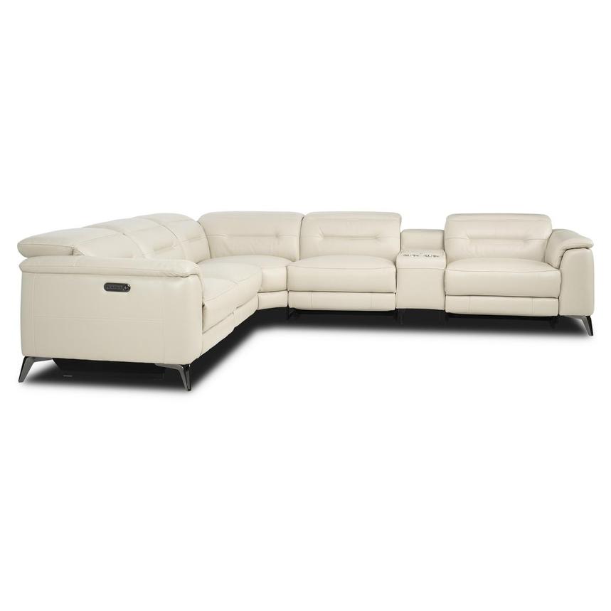 Anabel Cream 2.0 Leather Power Reclining Sectional with 6PCS/3PWR alternate image, 3 of 4 images.