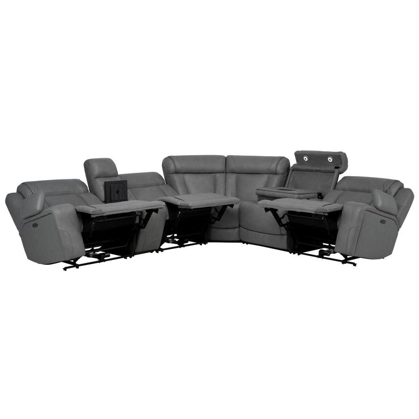 Odyssey Cobalt 6PCS/3PWR Leather Power Reclining Sectional w/Beverage Cooler alternate image, 3 of 20 images.