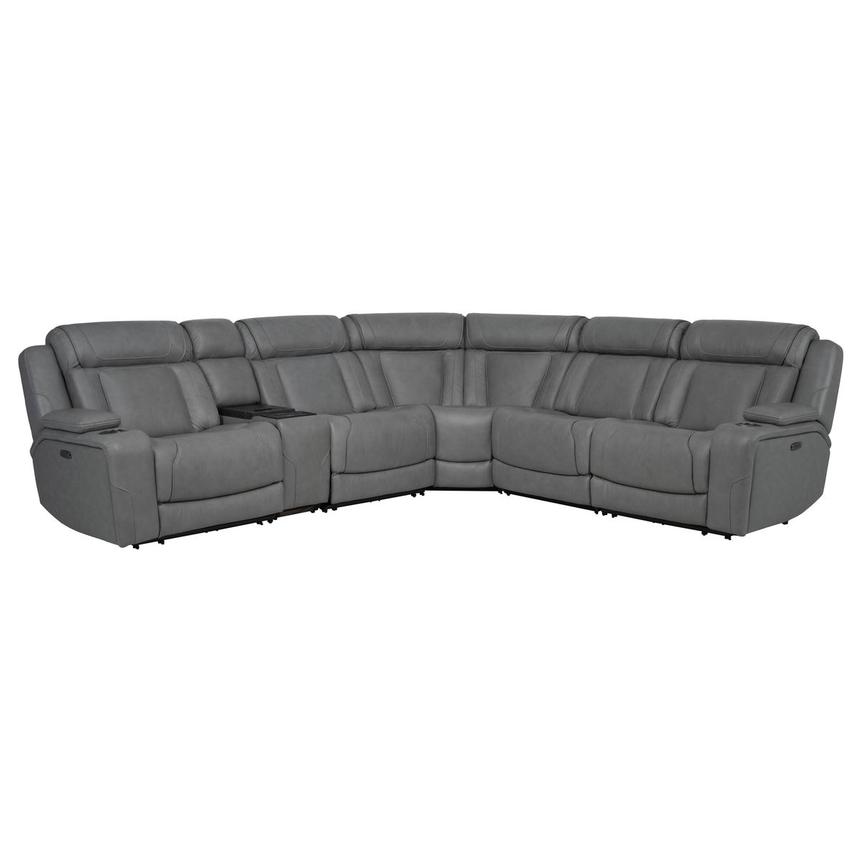 Odyssey Cobalt 6PCS/3PWR Leather Power Reclining Sectional w/Beverage Cooler main image, 1 of 20 images.