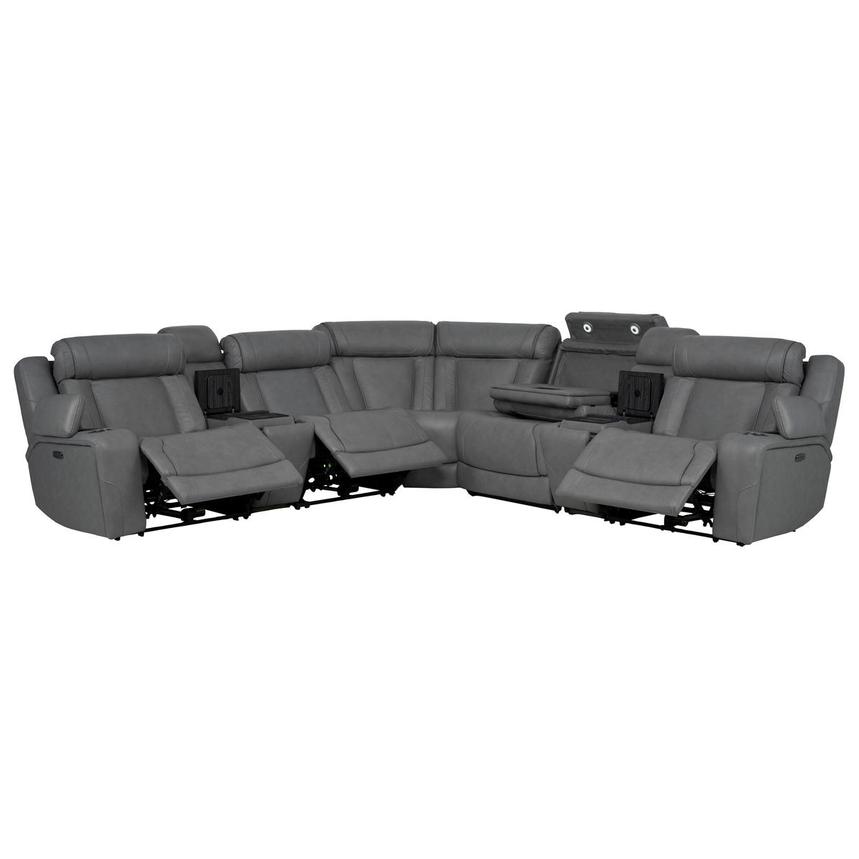 Odyssey Cobalt 7PCS/3PWR Leather Power Reclining Sectional w/Beverage Cooler alternate image, 3 of 20 images.