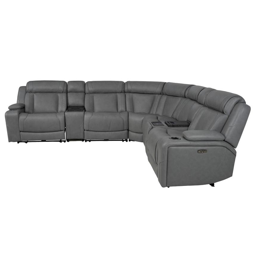 Odyssey Cobalt 7PCS/3PWR Leather Power Reclining Sectional w/Beverage Cooler  alternate image, 5 of 20 images.