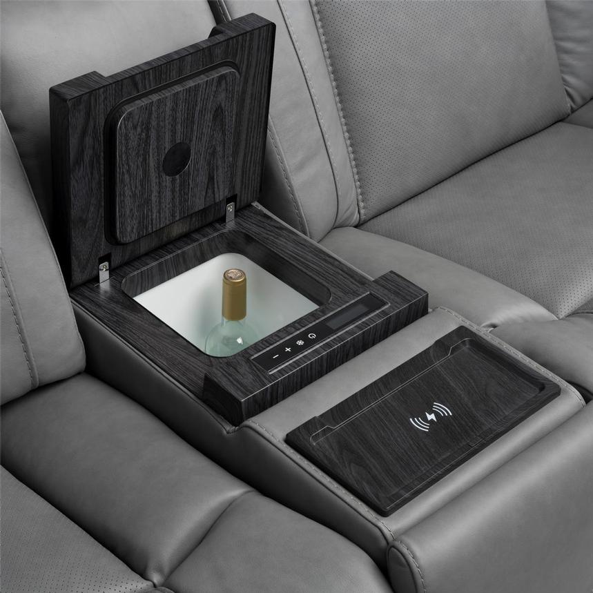 Odyssey Cobalt 7PCS/3PWR Leather Power Reclining Sectional w/Beverage Cooler  alternate image, 10 of 20 images.