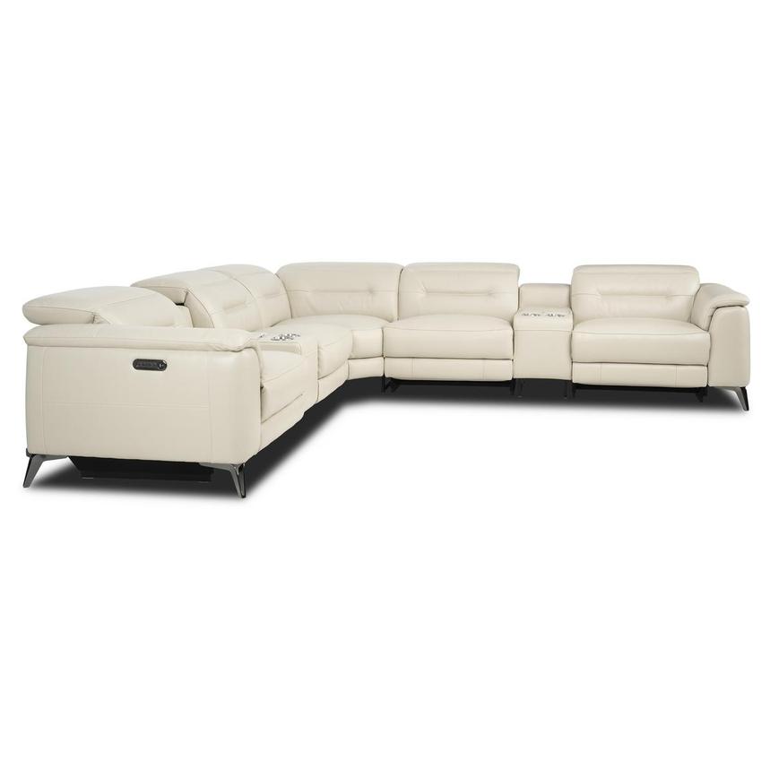 Anabel Cream 2.0 Leather Power Reclining Sectional with 7PCS/3PWR alternate image, 3 of 5 images.