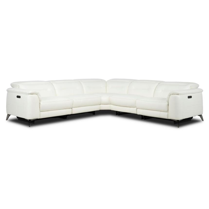 Anabel White 2.0 Leather Power Reclining Sectional with 5PCS/2PWR  main image, 1 of 10 images.