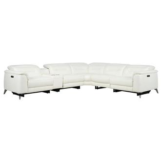Anabel White 2.0 Leather Power Reclining Sectional with 6PCS/3PWR