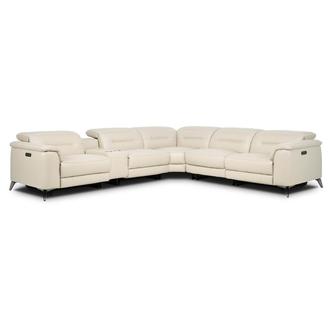 Anabel Cream 2.0 Leather Power Reclining Sectional with 6PCS/2PWR