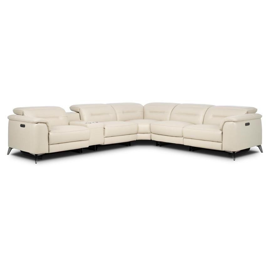 Anabel Cream 2.0 Leather Power Reclining Sectional with 6PCS/3PWR  main image, 1 of 4 images.