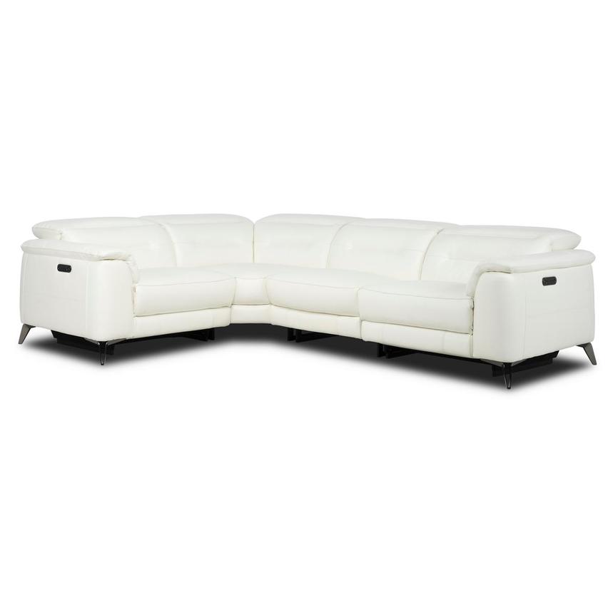 Anabel White 2.0 Leather Power Reclining Sectional with 4PCS/2PWR main image, 1 of 10 images.