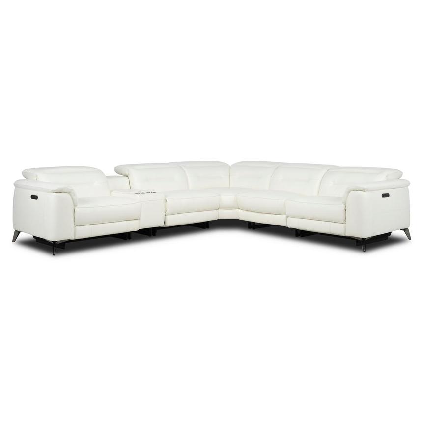 Anabel White 2.0 Leather Power Reclining Sectional with 6PCS/2PWR alternate image, 3 of 13 images.