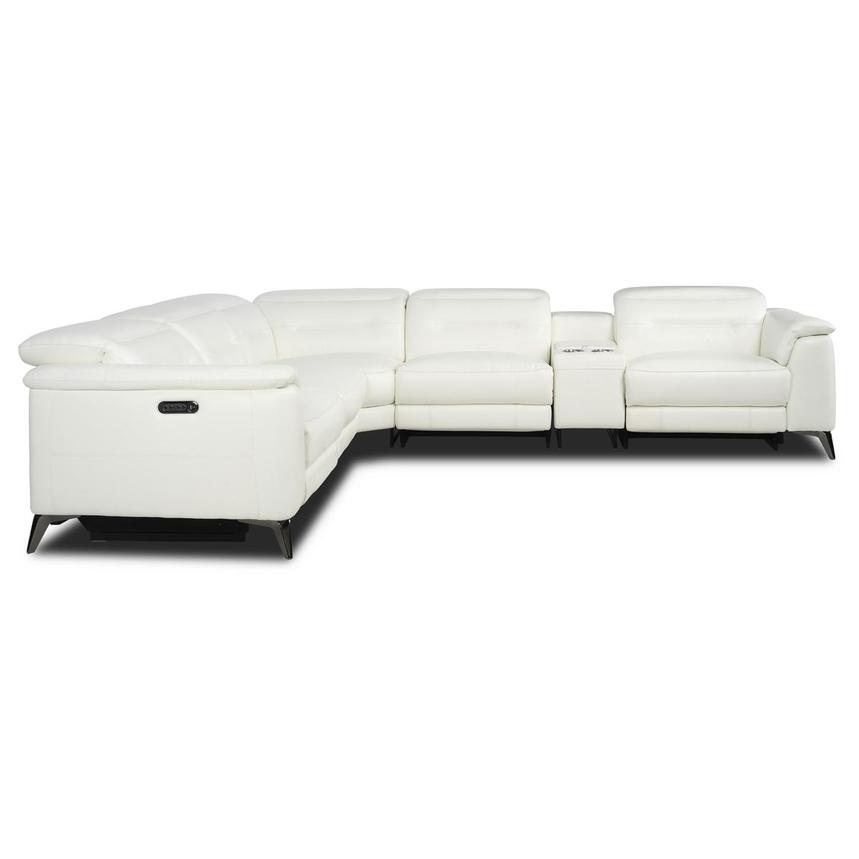 Anabel White 2.0 Leather Power Reclining Sectional with 6PCS/2PWR alternate image, 4 of 13 images.