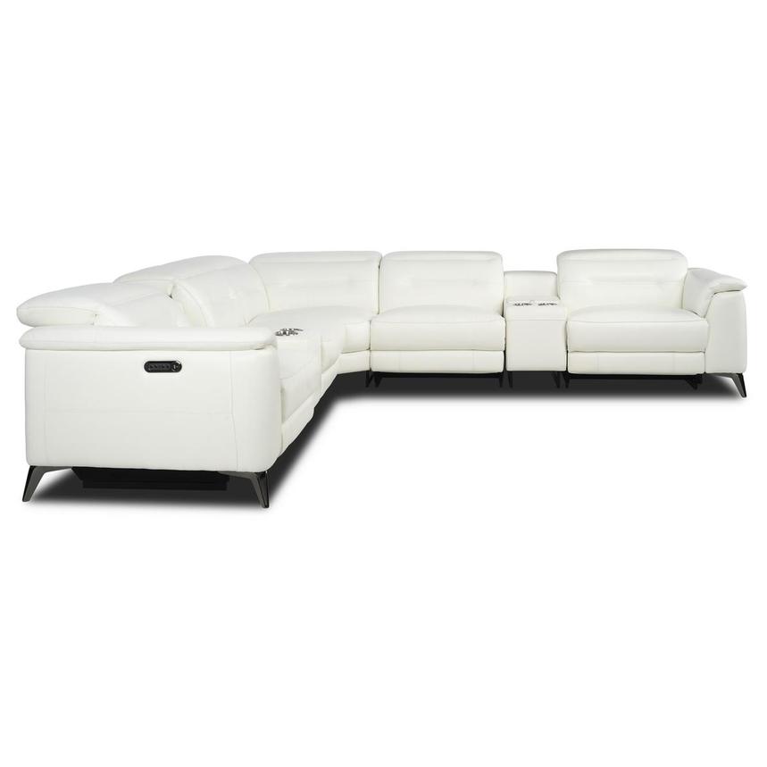 Anabel White 2.0 Leather Power Reclining Sectional with 7PCS/3PWR alternate image, 3 of 13 images.