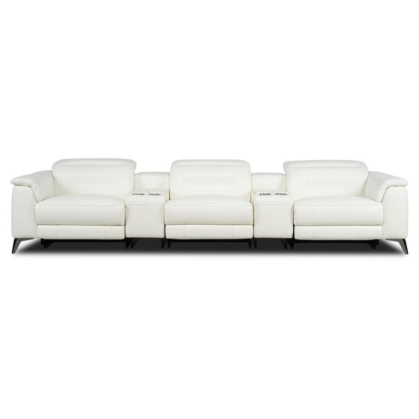 Anabel White 2.0 Home Theater Leather Seating with 5PCS/2PWR main image, 1 of 13 images.