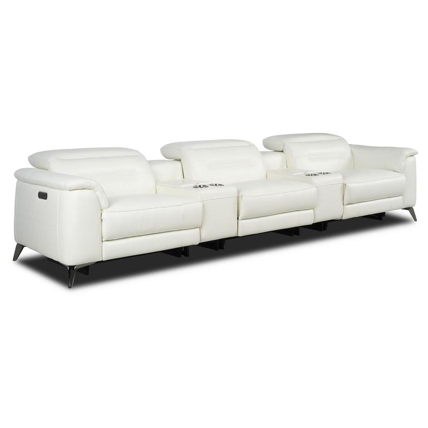 Anabel White 2.0 Home Theater Leather Seating with 5PCS/3PWR alternate image, 4 of 12 images.
