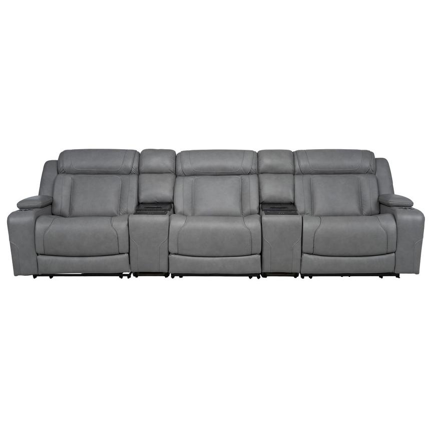 Odyssey Cobalt 5PCS/3PWR Home Theater Leather Seating w/Beverage Cooler main image, 1 of 16 images.