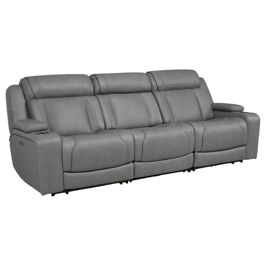 Cobalt Leather Power Reclining Sofa  alternate image, 3 of 13 images.