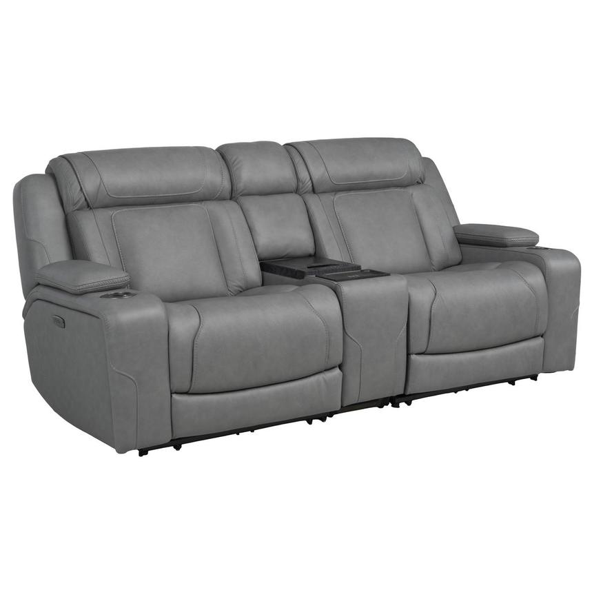 Odyssey Cobalt Leather Reclining Sofa w/Beverage Cooler  alternate image, 3 of 15 images.