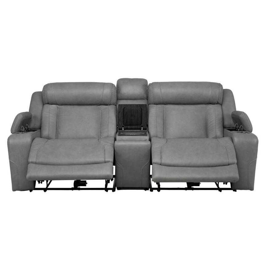 Odyssey Cobalt Leather Reclining Sofa w/Beverage Cooler alternate image, 3 of 16 images.