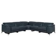 Anabel 2.0 Blue Leather Power Reclining Sectional with 5PCS/3PWR  main image, 1 of 9 images.