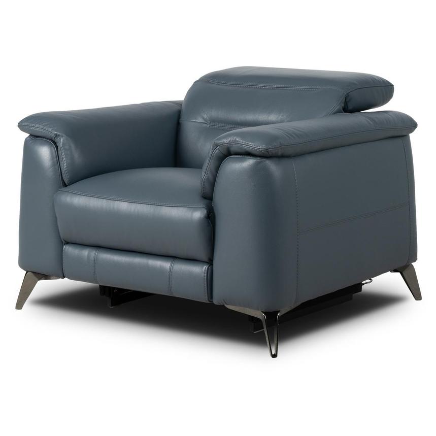 Anabel 2.0 Blue Leather Power Recliner main image, 1 of 6 images.