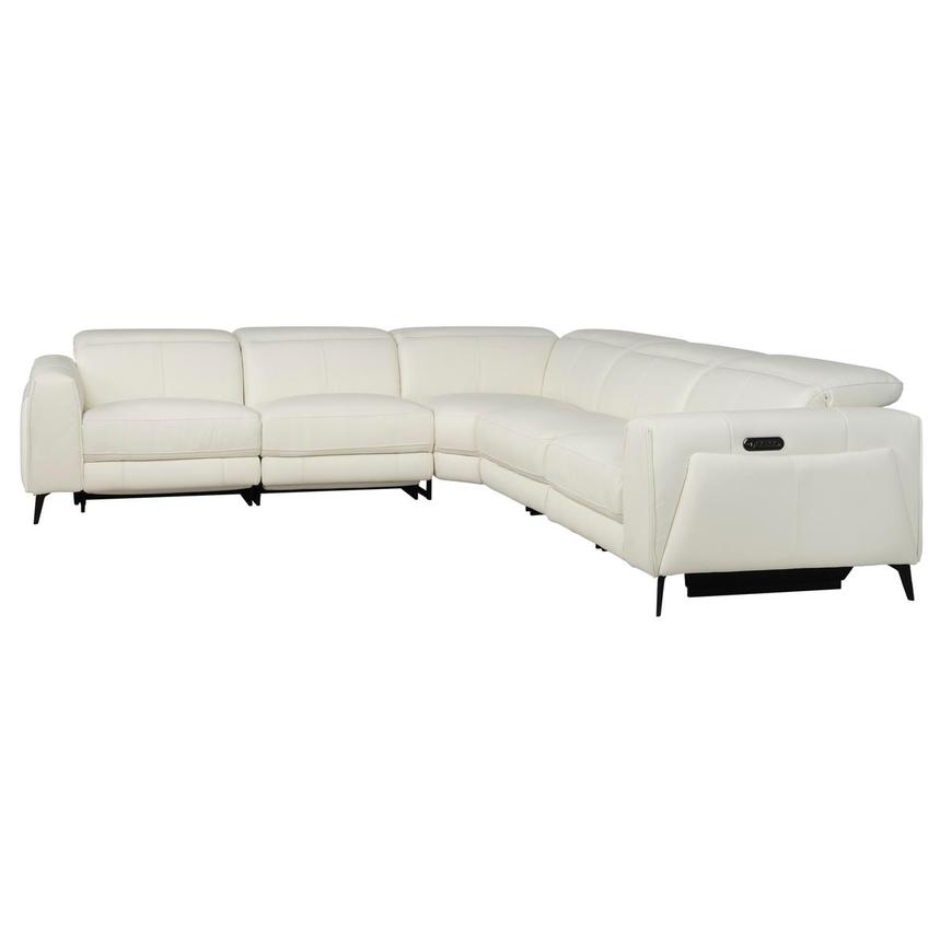 Luke 2.0 White Leather Power Reclining Sectional with 5PCS/2PWR  alternate image, 3 of 13 images.