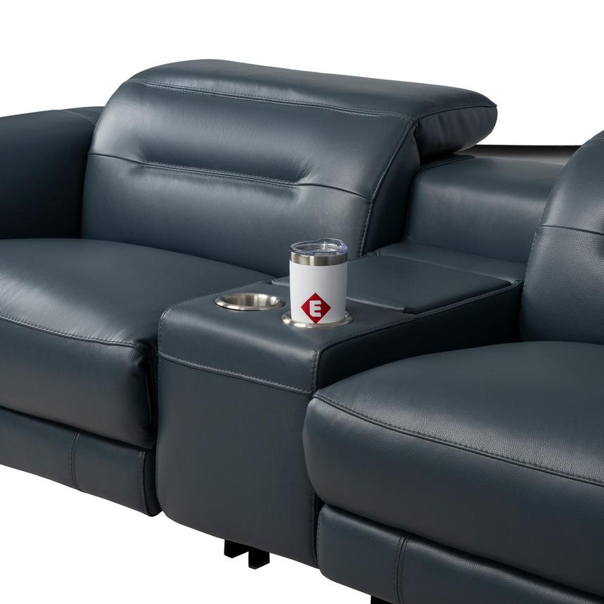 Anabel 2.0 Blue Leather Power Reclining Sectional with 6PCS/3PWR  alternate image, 5 of 13 images.