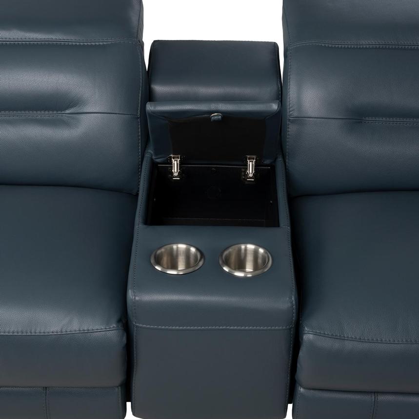 Anabel 2.0 Blue Leather Power Reclining Sectional with 7PCS/3PWR  alternate image, 8 of 14 images.