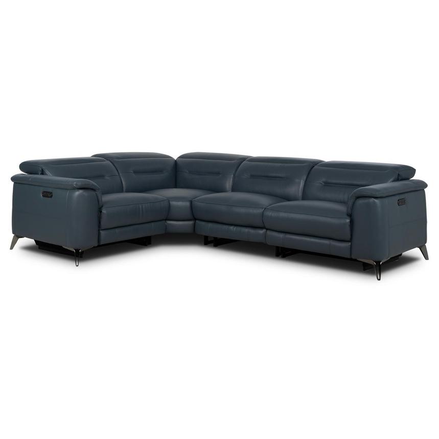 Anabel 2.0 Blue Power Reclining Sectional with 4PCS/2PWR main image, 1 of 9 images.