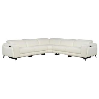 Luke 2.0 White Leather Power Reclining Sectional with 5PCS/2PWR