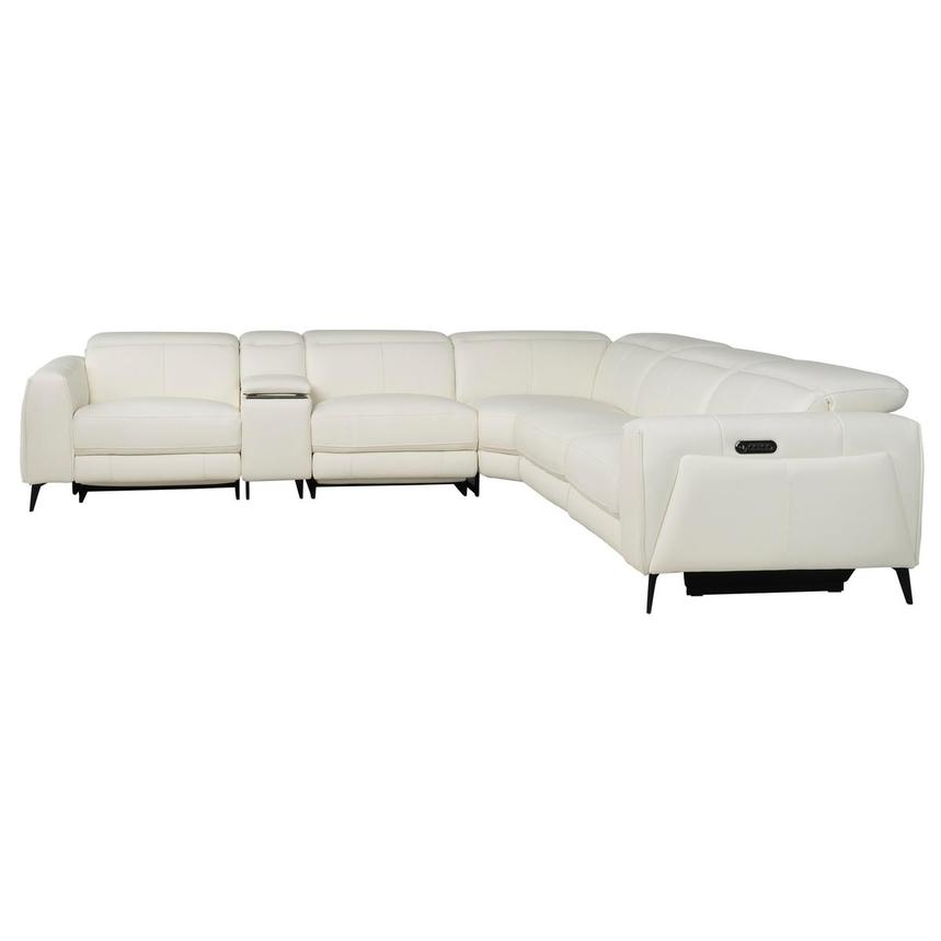 Luke 2.0 White Leather Power Reclining Sectional with 6PCS/3PWR  alternate image, 3 of 13 images.