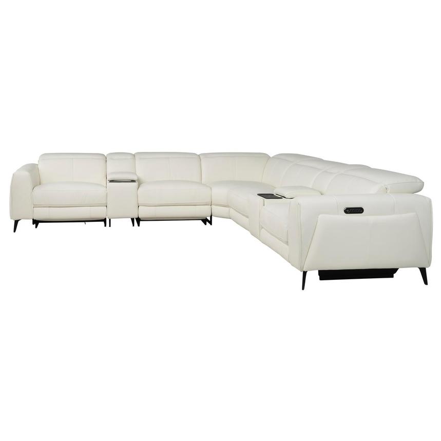 Luke 2.0 White Leather Power Reclining Sectional with 7PCS/3PWR  alternate image, 3 of 14 images.