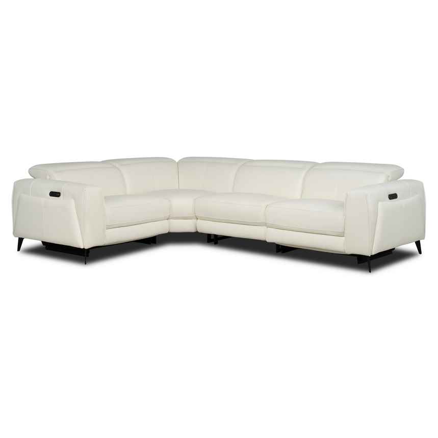 Luke 2.0 White Leather Power Reclining Sectional with 4PCS/2PWR main image, 1 of 10 images.