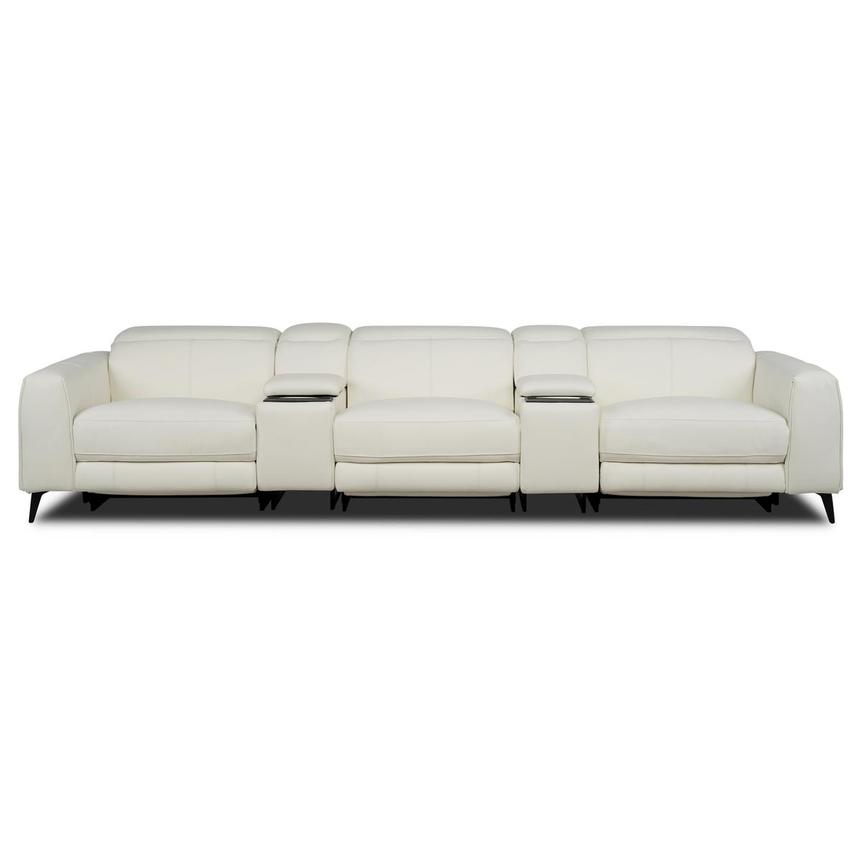 Luke 2.0 White Home Theater Leather Seating w/2PWR main image, 1 of 9 images.