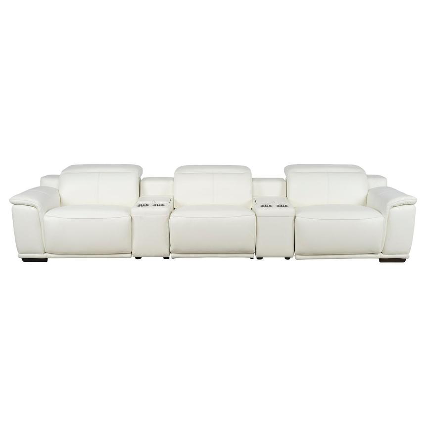 Davis 2.0 White Home Theater Leather Seating with 5PCS/2PWR main image, 1 of 12 images.