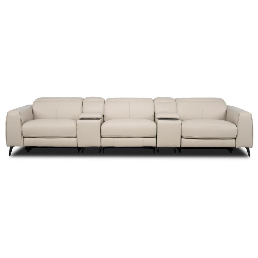 Luke 2.0 Taupe Home Theater Leather Seating with 5PCS/2PWR main image, 1 of 10 images.