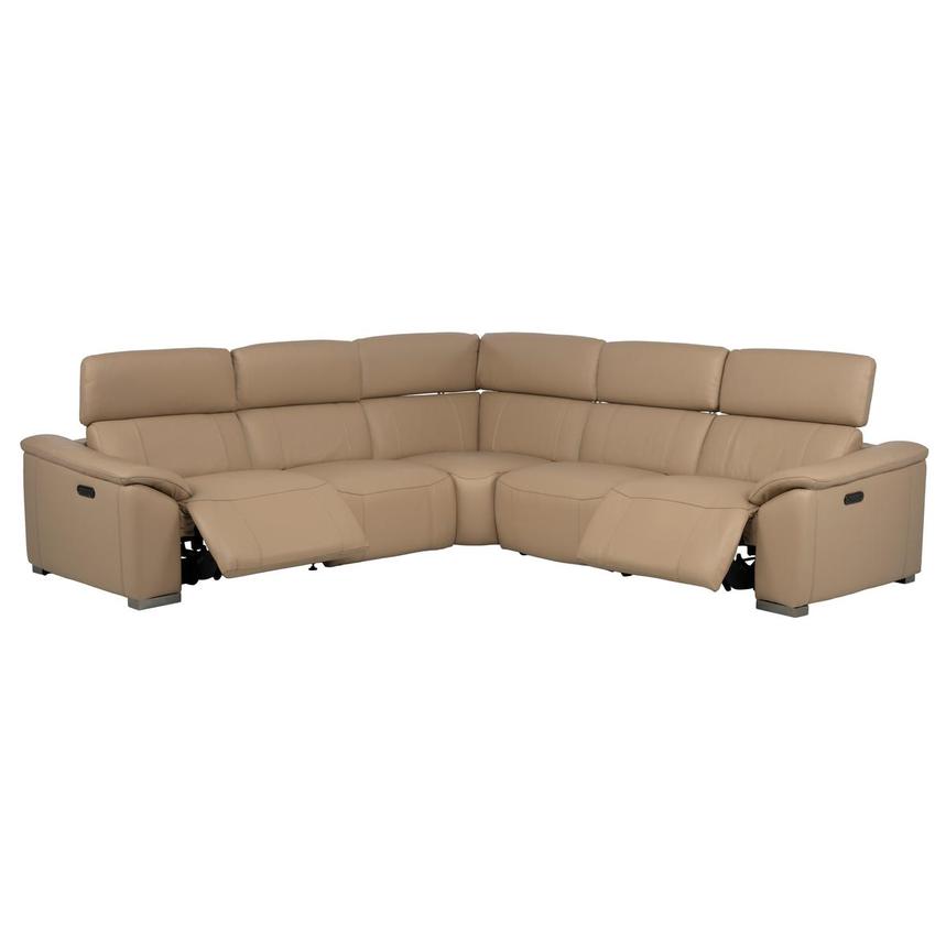 Cordova Dark Cream Leather Power Reclining Sectional with 5PCS/2PWR  alternate image, 3 of 10 images.