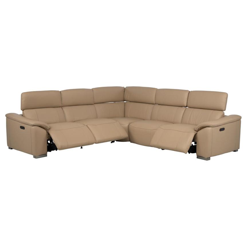 Cordova Dark Cream Leather Power Reclining Sectional with 5PCS/3PWR  alternate image, 3 of 9 images.