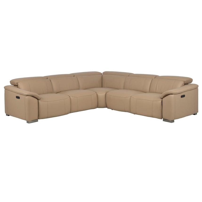 Cordova Dark Cream Leather Power Reclining Sectional with 5PCS/3PWR main image, 1 of 9 images.