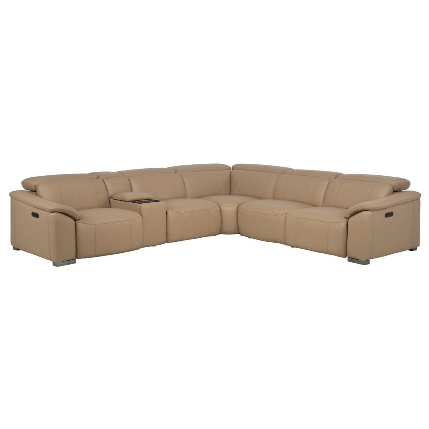 Cordova Dark Cream Leather Power Reclining Sectional with 6PCS/2PWR main image, 1 of 10 images.