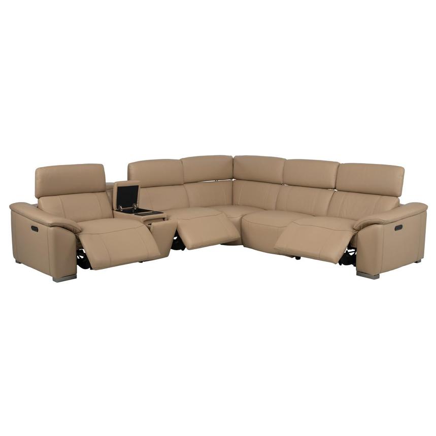 Cordova Dark Cream Leather Power Reclining Sectional with 6PCS/3PWR alternate image, 3 of 10 images.