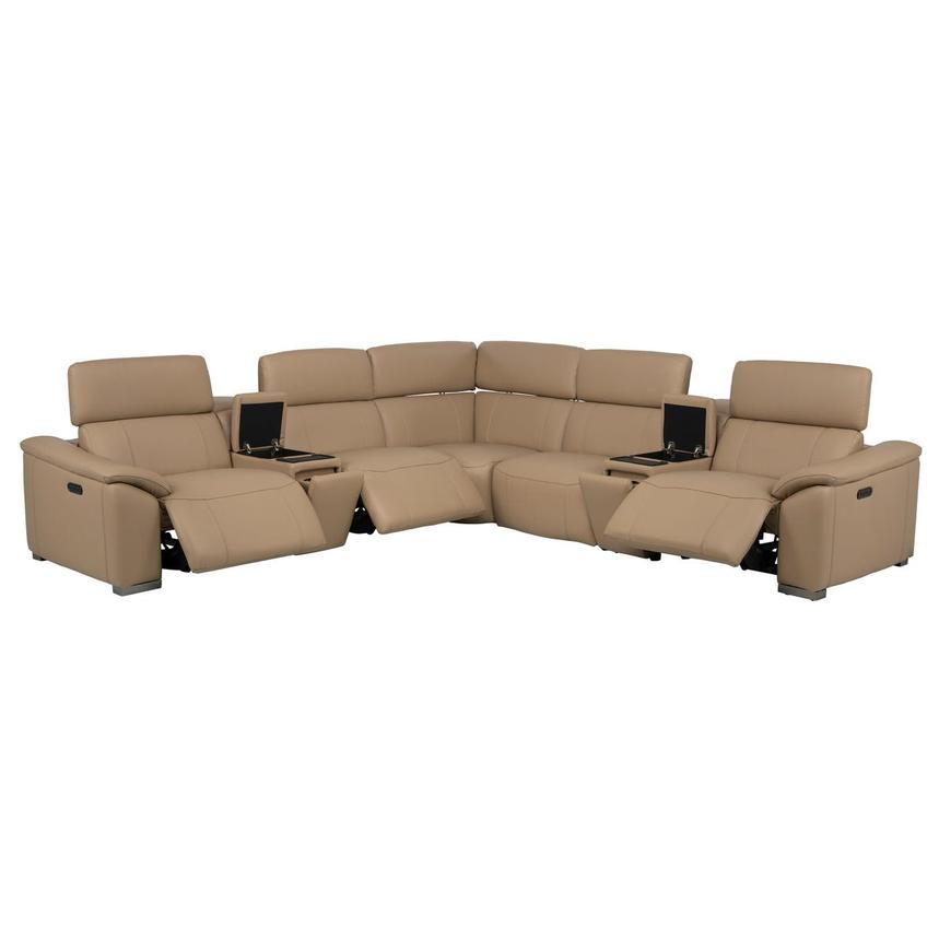Cordova Dark Cream Leather Power Reclining Sectional with 7PCS/3PWR  alternate image, 3 of 13 images.