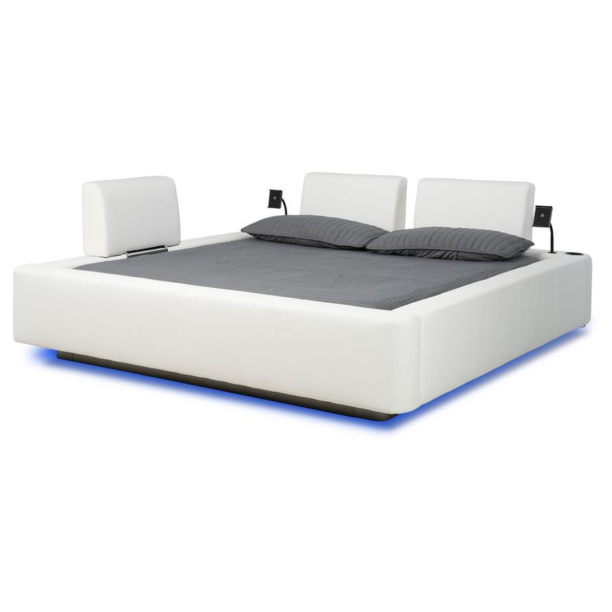 Cassie Party White King Platform Bed w/3 Backrests  main image, 1 of 2 images.