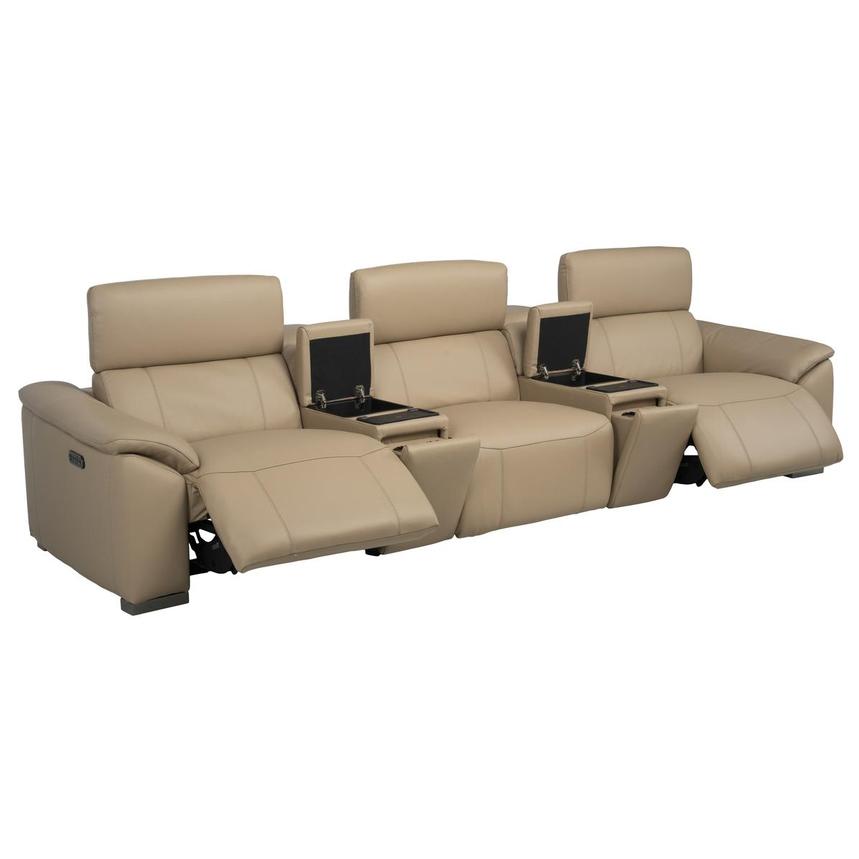 Cordova Dark Cream Home Theater Leather Seating with 5PCS/2PWR  alternate image, 3 of 11 images.