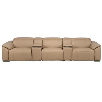 Cordova Dark Cream Home Theater Leather Seating with 5PCS/3PWR