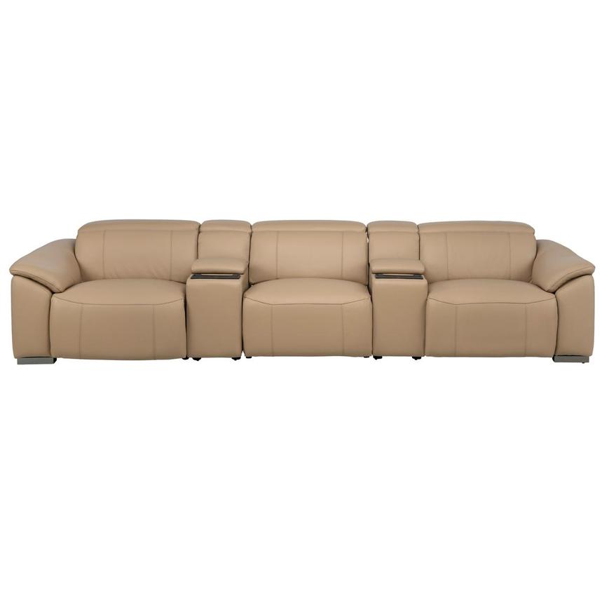 Cordova Dark Cream Home Theater Leather Seating with 5PCS/3PWR main image, 1 of 12 images.