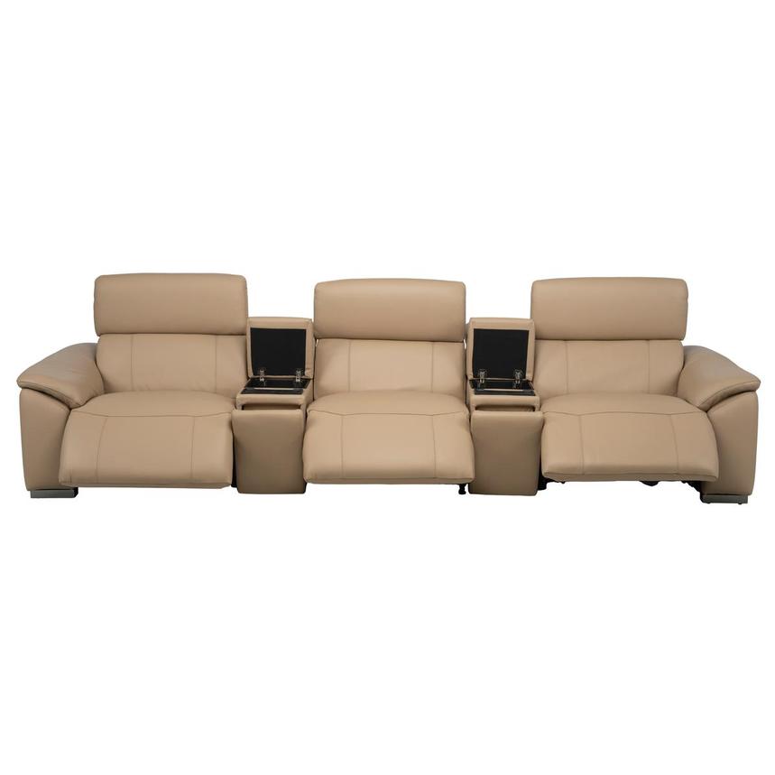 Cordova Dark Cream Home Theater Leather Seating with 5PCS/3PWR alternate image, 3 of 12 images.
