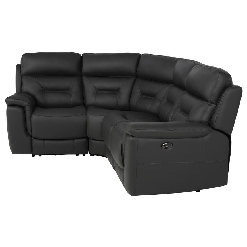 Palmer Dark Gray Leather Power Reclining Sectional with 4PCS/2PWR alternate image, 3 of 9 images.