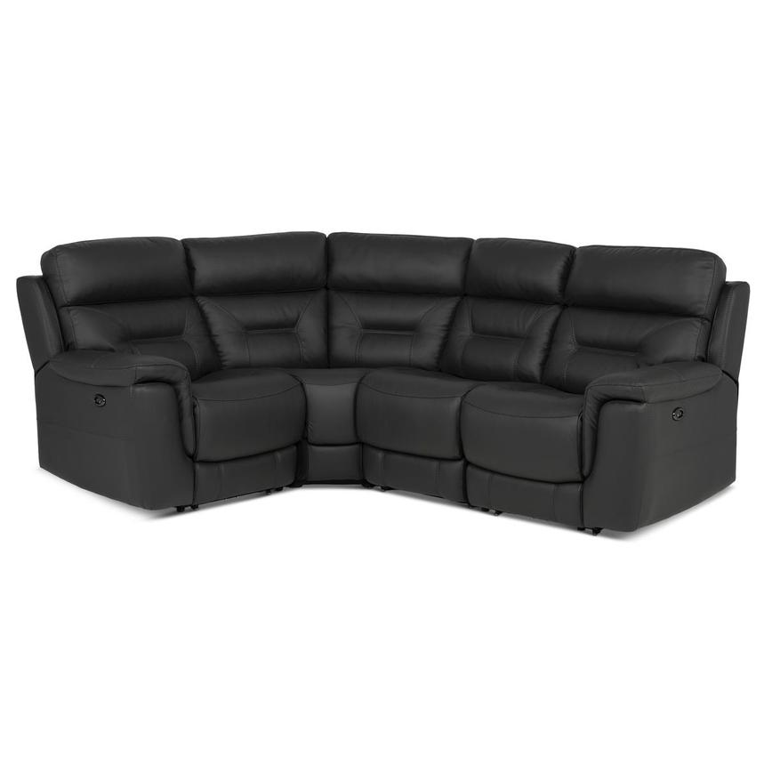 Palmer Dark Gray Leather Power Reclining Sectional with 4PCS/2PWR main image, 1 of 9 images.