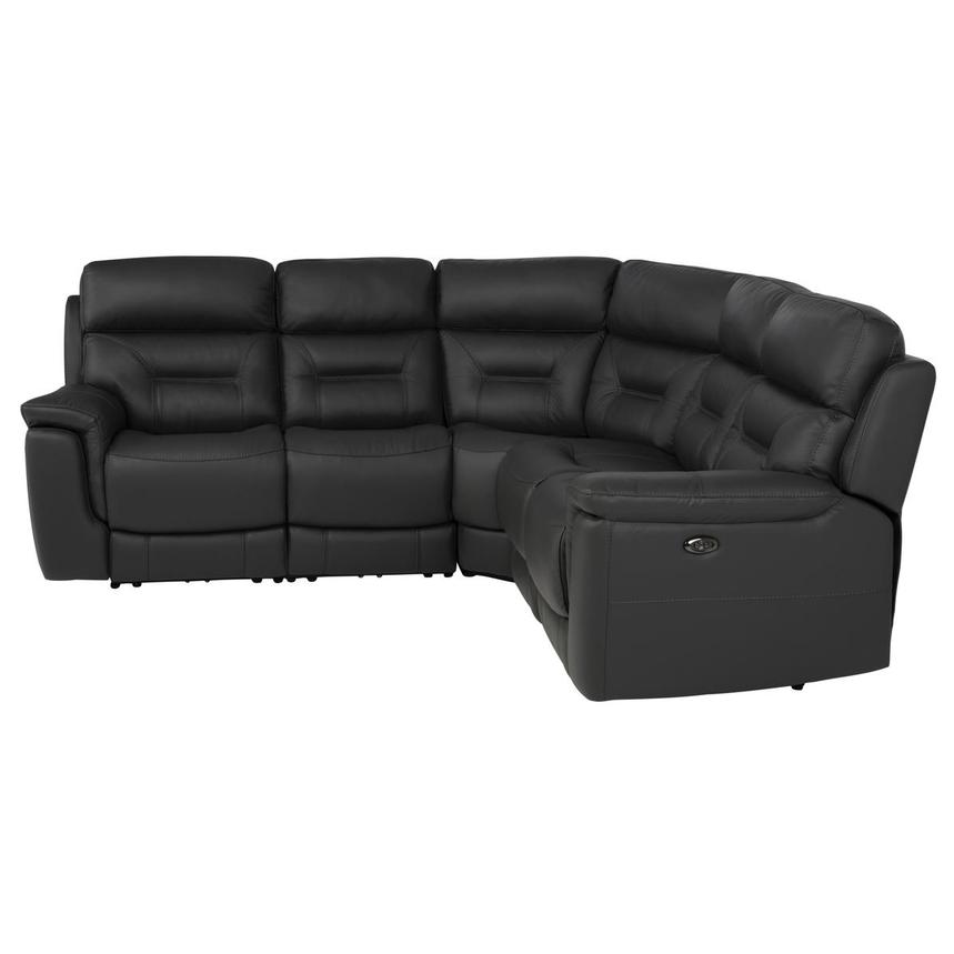 Palmer Dark Gray Leather Power Reclining Sectional with 5PCS/2PWR alternate image, 3 of 9 images.